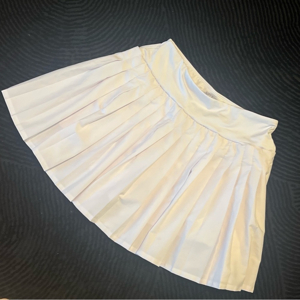 White Pleated Active Wear Skirt